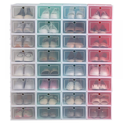 Foldable clear shoe box stackable 12L 2
