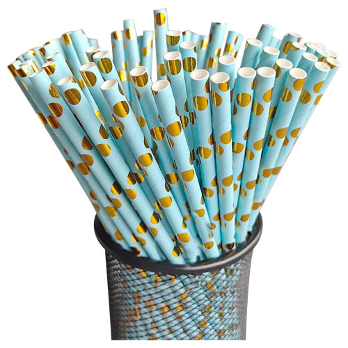 Gold-Printed Disposable Paper Straws – 100 Pack 1