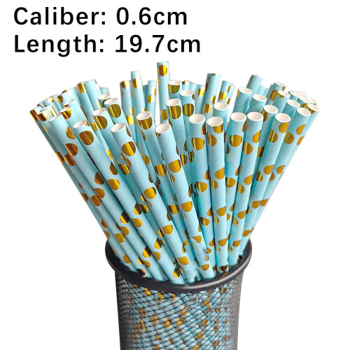 Gold-Printed Disposable Paper Straws – 100 Pack 2