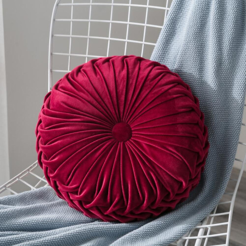 Round Velvet Throw Pillow Solid Color 16 Inch 1