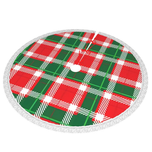 Christmas tree skirt plaid 48 inch 1
