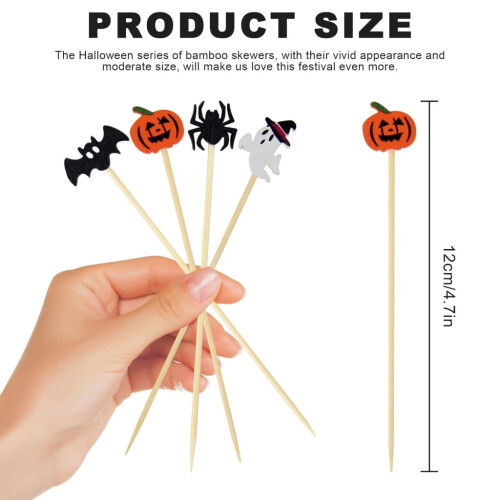 Ξύλινες λαβές για κοκτέιλ για το Halloween με κολοκύθα-αράχνη σε σχήμα νυχτερίδας 2