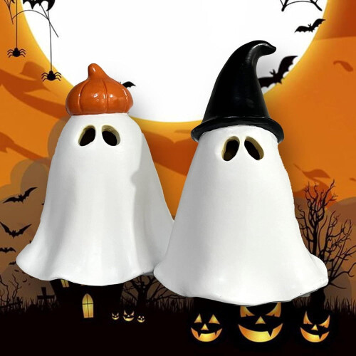 Halloween ghost incense burner resin pumpkin witch hat 1