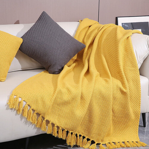 Nordic Knitted Wool Blanket Solid Color 150x200cm 2