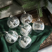 Christmas Balls Transparent 6cm Blue White 6 pcs
