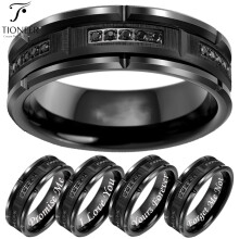 Tioneer Tungsten Carbide Wedding Band 8mm Black Brick Design