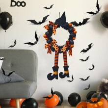 Halloween Door Wreath with Witch Hat 13.4 Inch