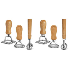 Ravioli pasta cutter set with wooden handle 6 pieces