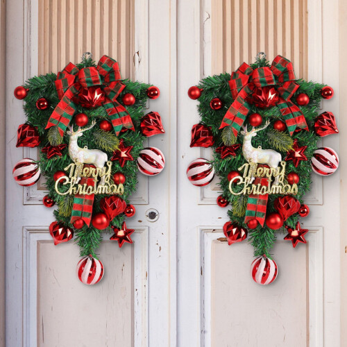 Christmas Upside Down Tree Wreath with Red Fruit
