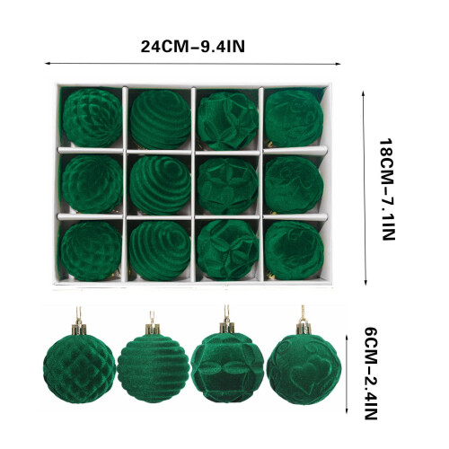 Flocked Christmas Ornaments 6cm Brown 12-Pack