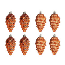 Christmas Pine Cone Ornaments Plastic 8 pcs 3.5 inch Orange