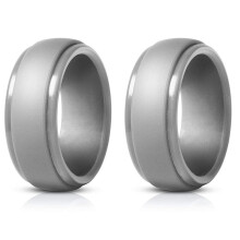 8mm Grey Silicone Couple Ring Set – 2pcs