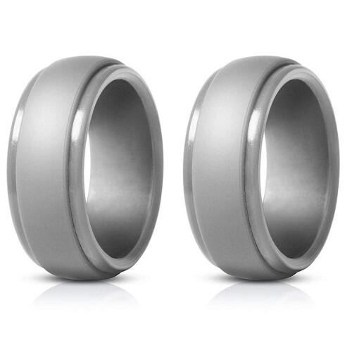 8mm Grey Silicone Couple Ring Set – 2pcs