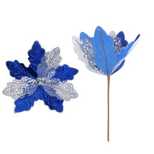 Christmas Flower Sequin Decoration Blue 30x30x20 cm