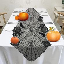 Black Lace Pumpkin Halloween Table Runner 70.8x24.4 in