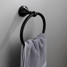 Anneau porte-serviettes mural WJSXC, compatible avec la salle de bain et la cuisine, en acier inoxydable 304, noir.
