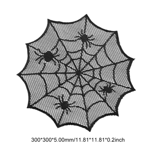 Black Spider Web Placemats Halloween Theme 2 Pcs 1