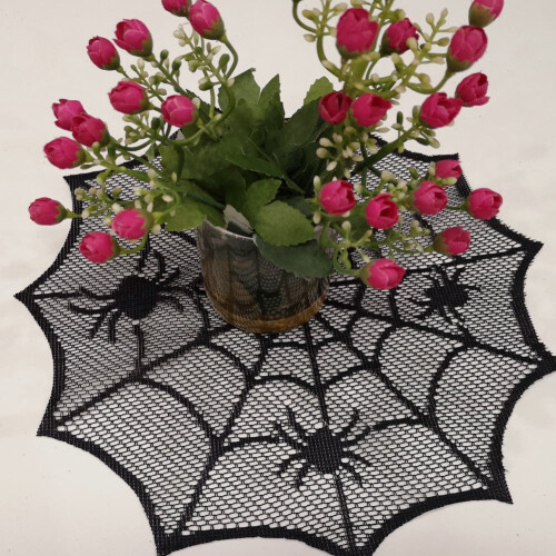 Black Spider Web Placemats Halloween Theme 2 Pcs 2