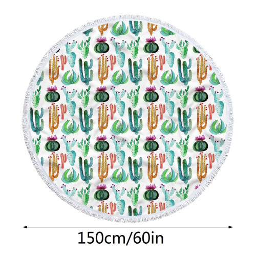 AuroraX Round Boho Beach Blanket 60x60 Inch 1