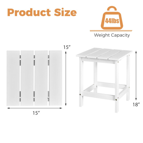 Wooden Patio Side Table 15" Square White 2