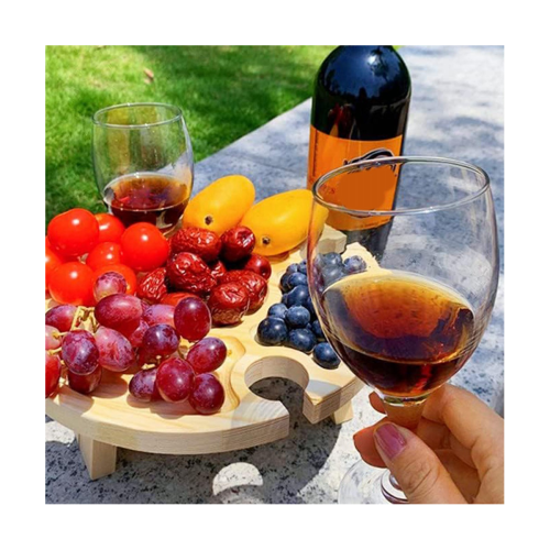 Wooden Folding Wine Table with Cheese & Fruit Compartments 2