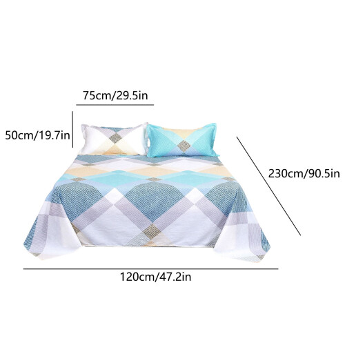 Ensemble de draps de lit antidérapants en polyester multicolores pour lit simple (3 pièces). 2
