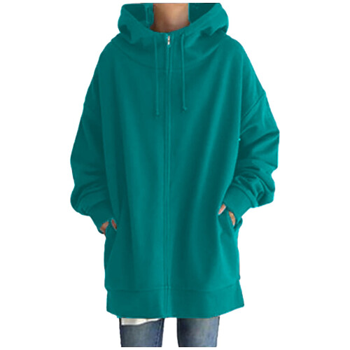 Damen-Kapuzenpullover, einfarbig, Seeblau, XL 1