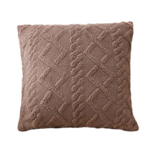Geometric Plush Sofa Pillow Brown 45x45cm