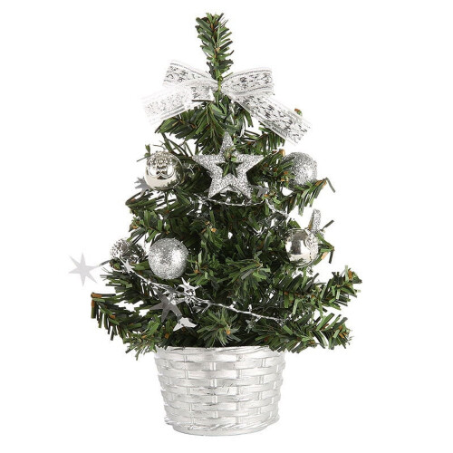 Mini Artificial Christmas Tree 20cm Gold Silver Blue Red