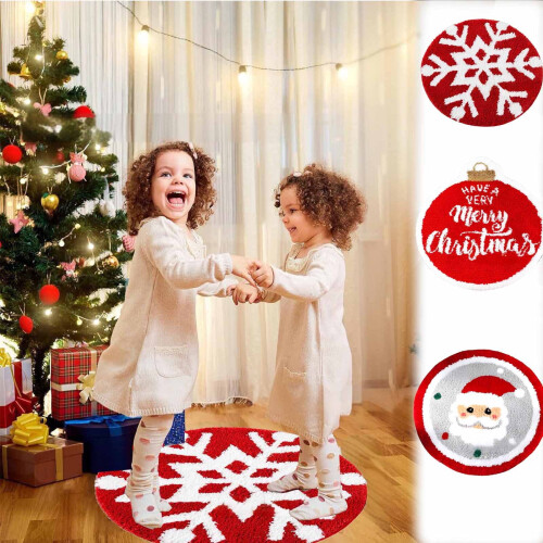 Christmas Round Carpet Polyester Non-Slip Floor Mat 60 cm
