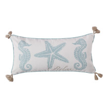 Cuscino decorativo Levtex Home, colore blu baia, bianco schiuma di mare, 12x24 pollici