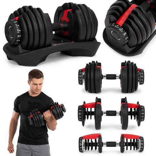 Adjustable Cast Iron Dumbbell 2.5-24 kg with Stand