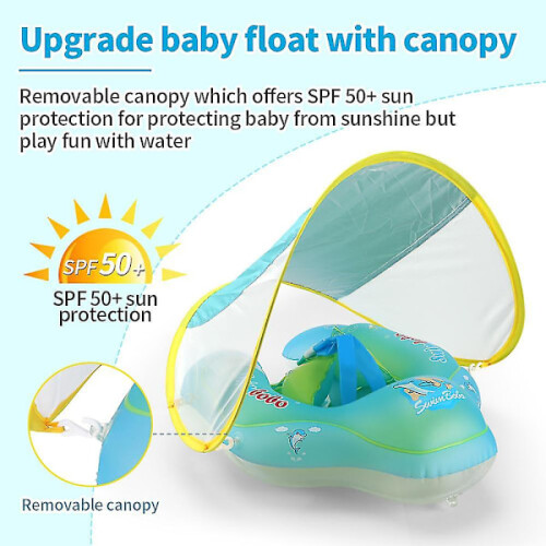 Inflatable Baby Pool with UPF50+ Sun Canopy L 1