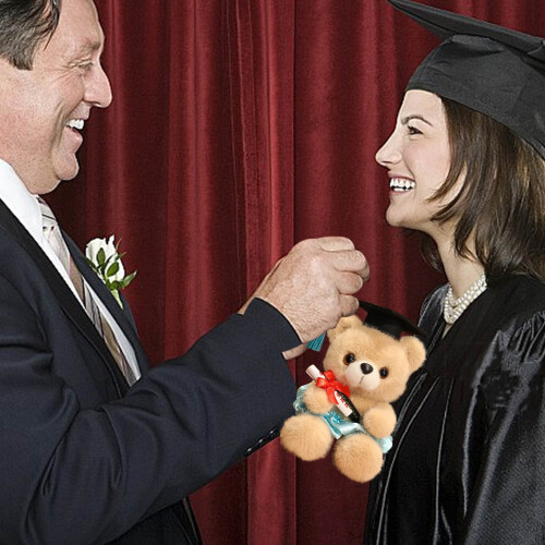 PhD Graduation Teddy Bear 7.1 Inch Plush with Cap 1