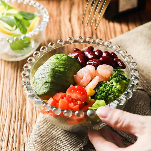 Clear Glass Beaded Fruit Bowl 2 Pack 2