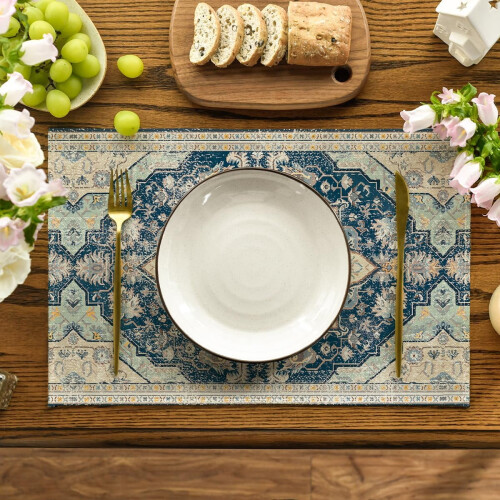 Set de 4 sets de table bohèmes rustiques, 30 x 45 cm, polyester 1