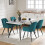 AINPECCA Marble Effect Dining Table & 4 Teal Velvet Chairs 1