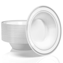 Disposable Plastic Dinner Bowls 12 oz 50 Pack