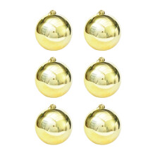 6pcs Gold Plastic Christmas Hanging Balls
