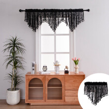 Sheer Beaded Valance Curtain 11x24 in, Rod Pocket with