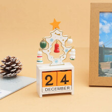 Wooden Christmas Countdown Calendar with Santa Elk Snowman
