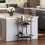 2-Tier Rolling Bar Cart with Wine Rack, Rustic Brown & Black 3