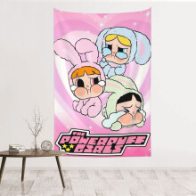 Tapisserie murale Powerpuff Girls en polyester imperméable, taille unique