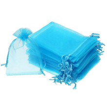 50 Pack 4 x 6 Inch Aqua Blue Organza Jewelry Pouches