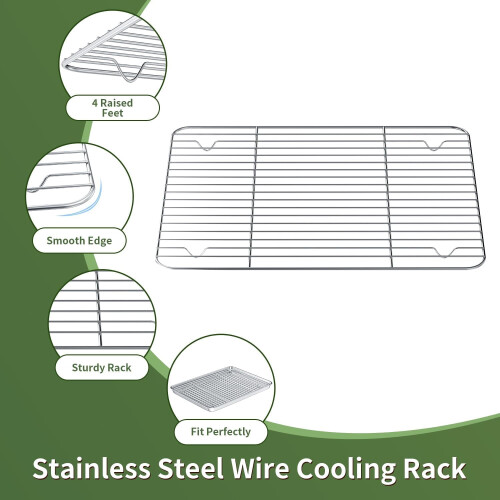 Stainless Steel Baking Sheet with Rack Set 2 Pans 2 Racks 2
