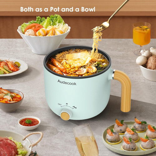 Electric Hot Pot with Steamer 1.5L Nonstick Dual Control 2
