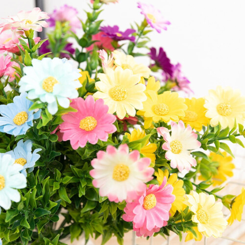 Artificial Daisy Bouquet Silk Flowers Blue 35cm 1