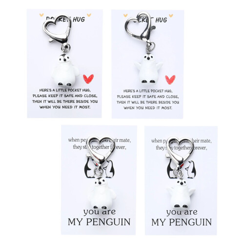 Packung mit 4 entzückenden Pinguin-Schlüsselanhängern mit