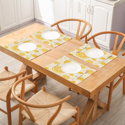 Sets de table en lin à motif citron, lot de 4, 45 x 30 cm 1