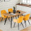 AINPECCA Oak Effect Dining Table and 4 Yellow Velvet Chairs 1